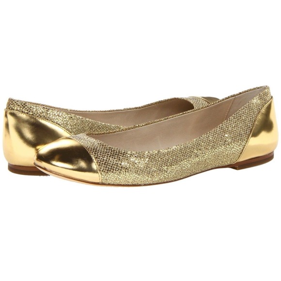 Michael Kors SHALA Ballet Ballerina Flat Glitter Slip-On Gold 6/9/10 Nib - Picture 1 of 4